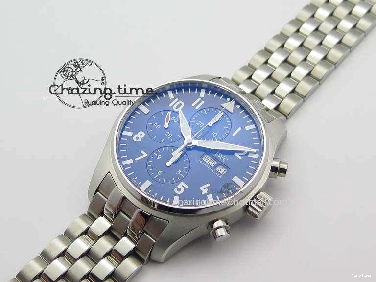 MIROTIME 0808 UrbanChic Pilot Chrono 2016 IW377714 ZF 1:1 Best Edition Blue Dial On SS Bracelet A7750 V 7272